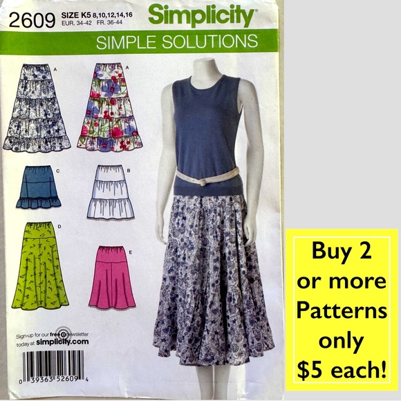 Simplicity Dresses & Skirts - Simplicity 2609 Pull-on Skirts Sewing Pattern Uncut (8-10-12-14-16)